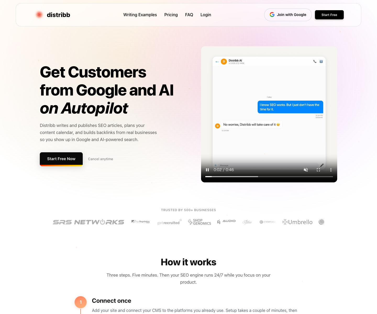 Distribb landing page screenshot