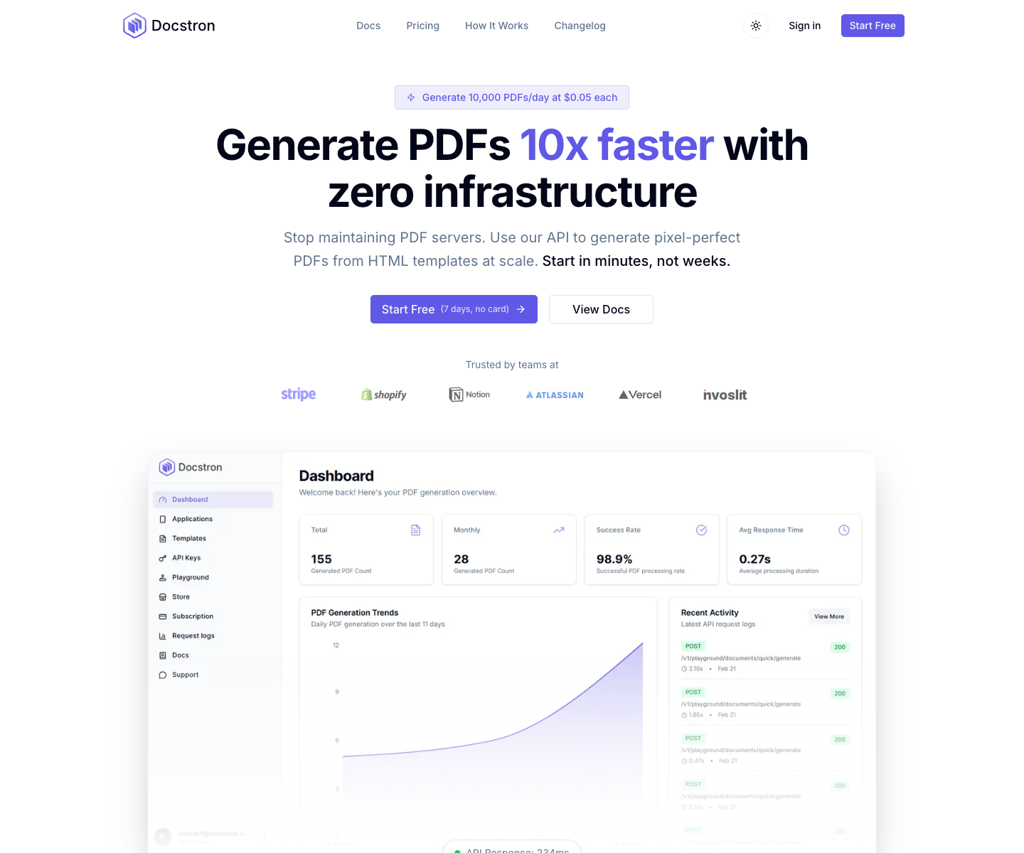 Docstron landing page screenshot