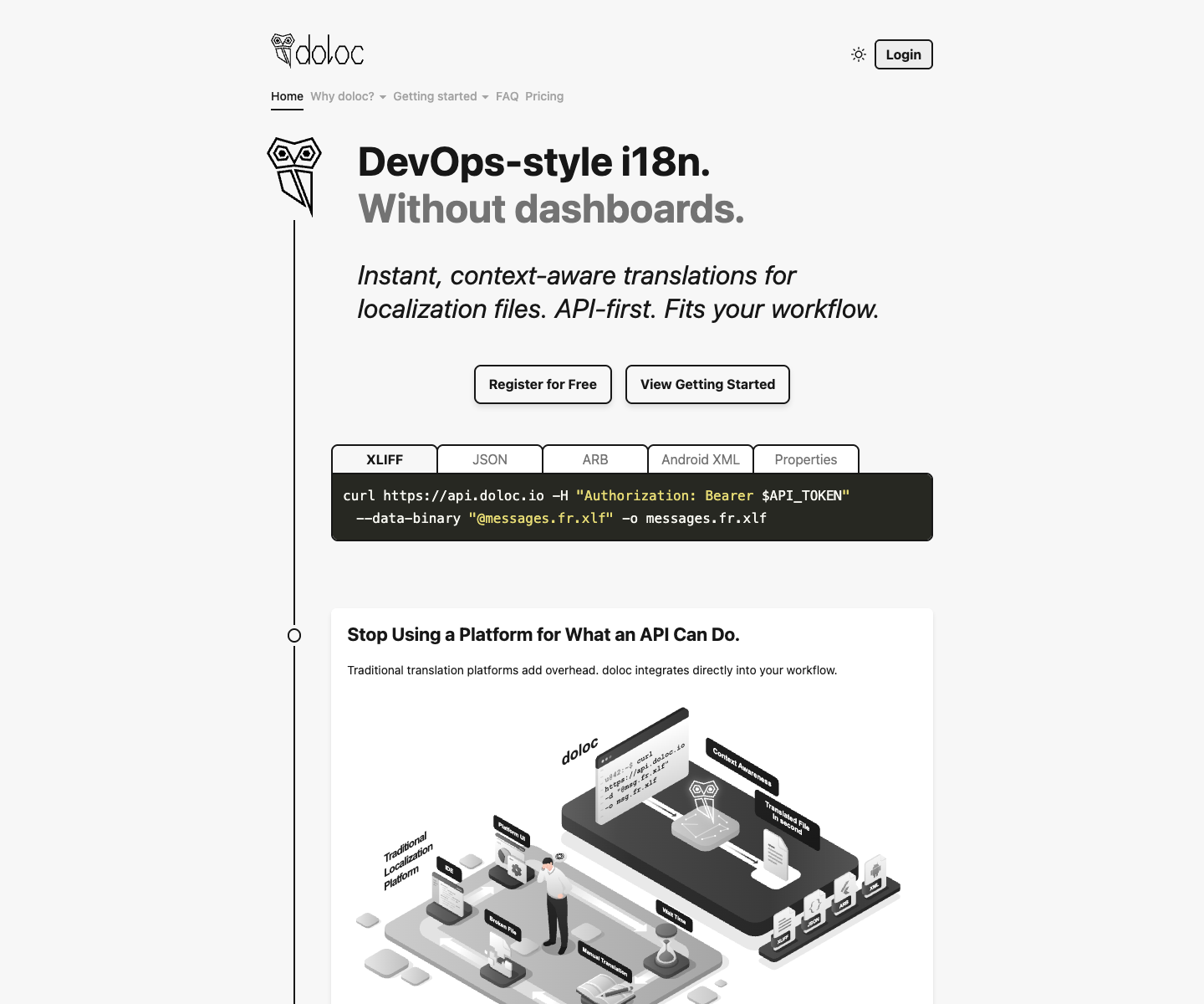 doloc landing page screenshot