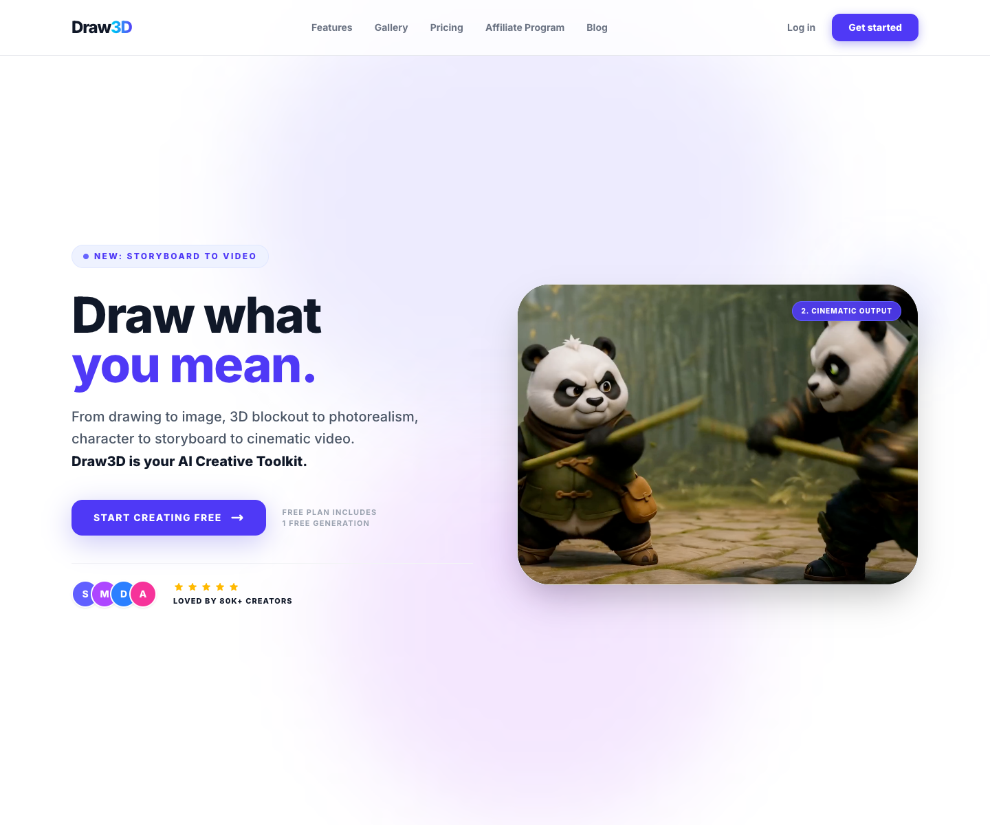 Draw3D landing page screenshot