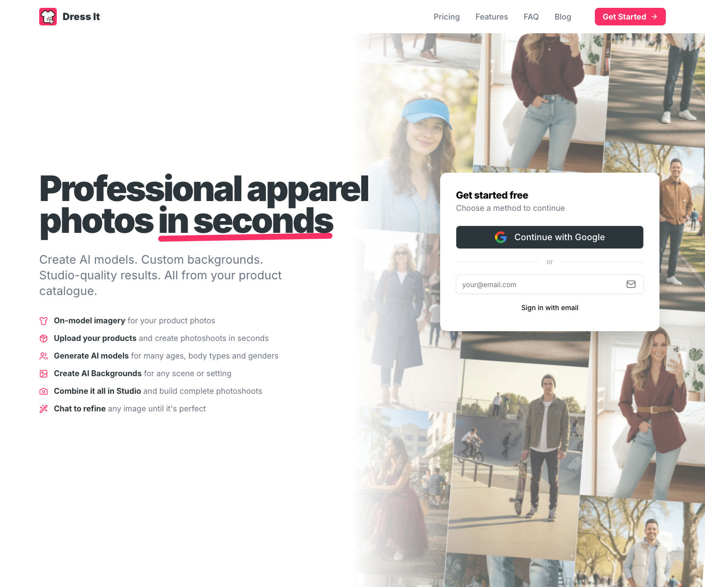 Dress It landing page screenshot