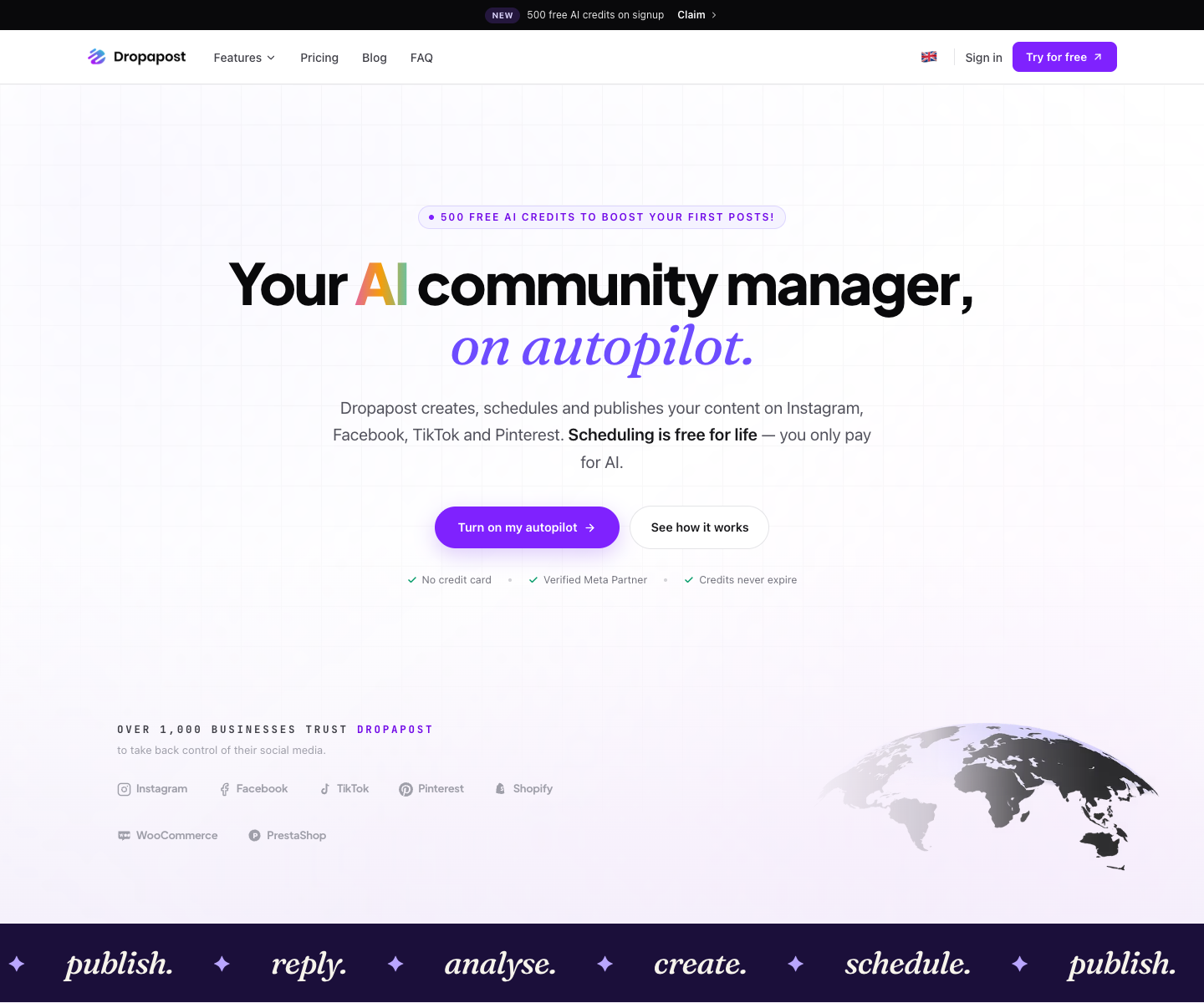 Dropapost landing page screenshot