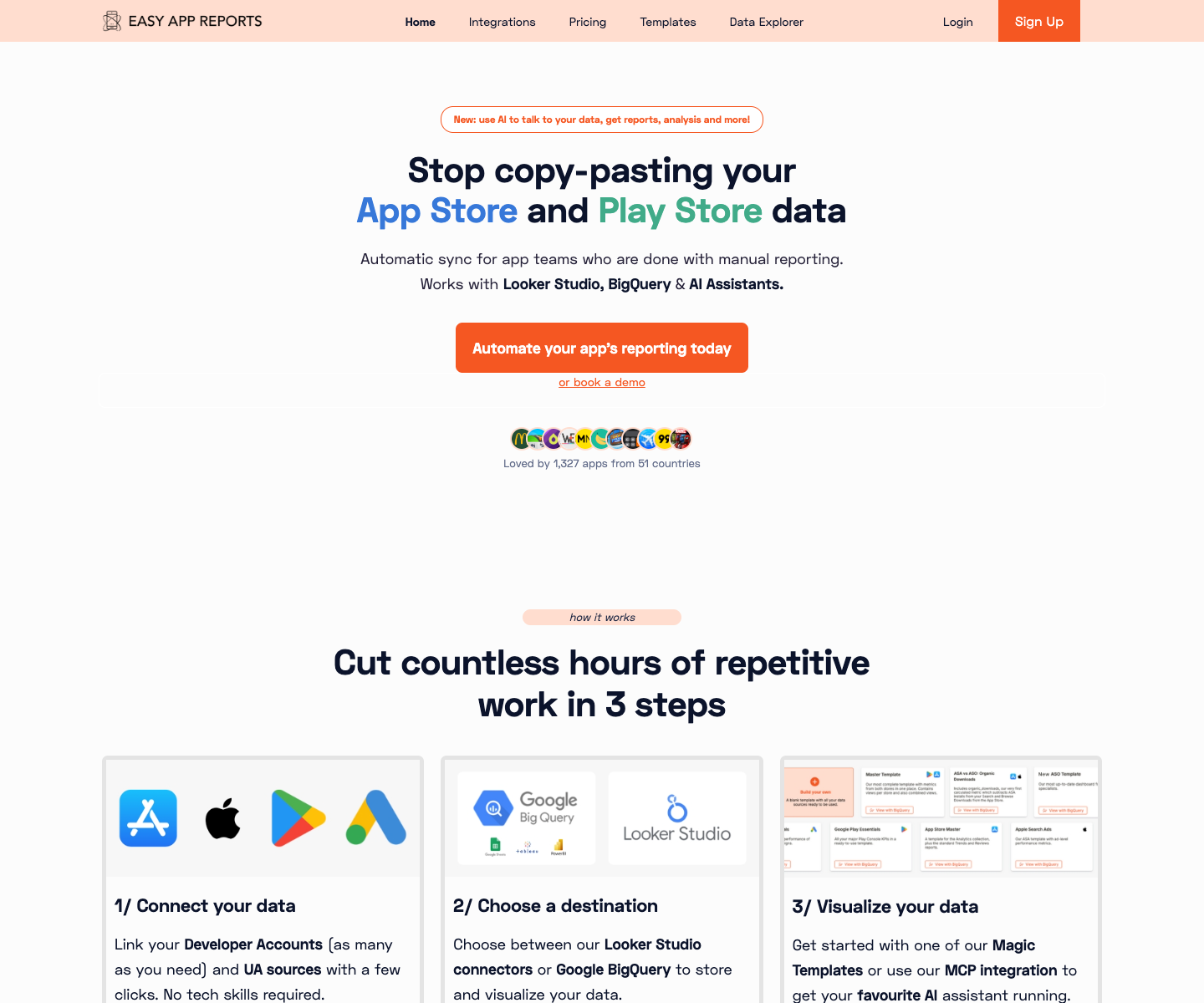 Easy App Reports by Beyond Analytics landing page screenshot