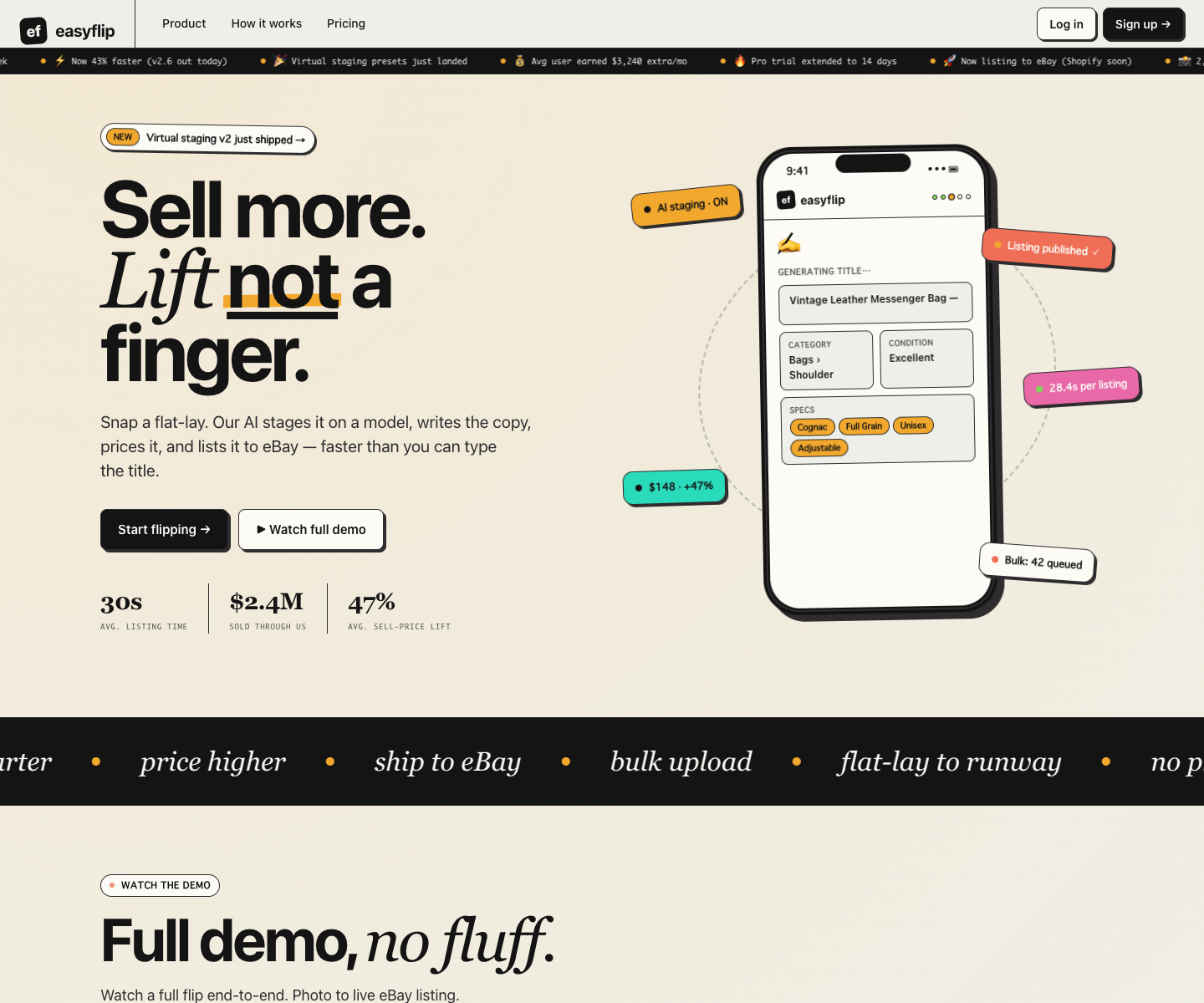 easyflip landing page screenshot