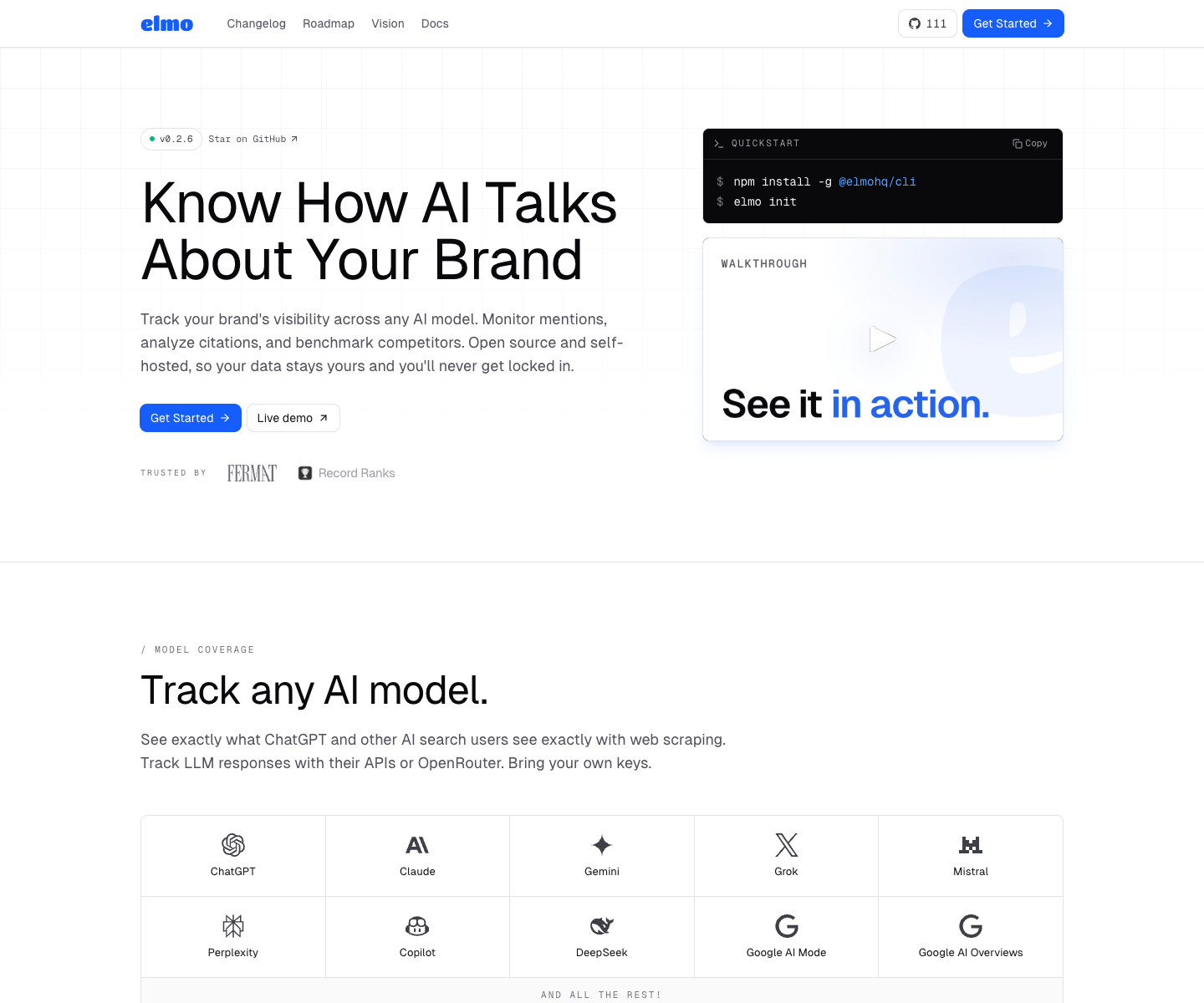 Elmo landing page screenshot