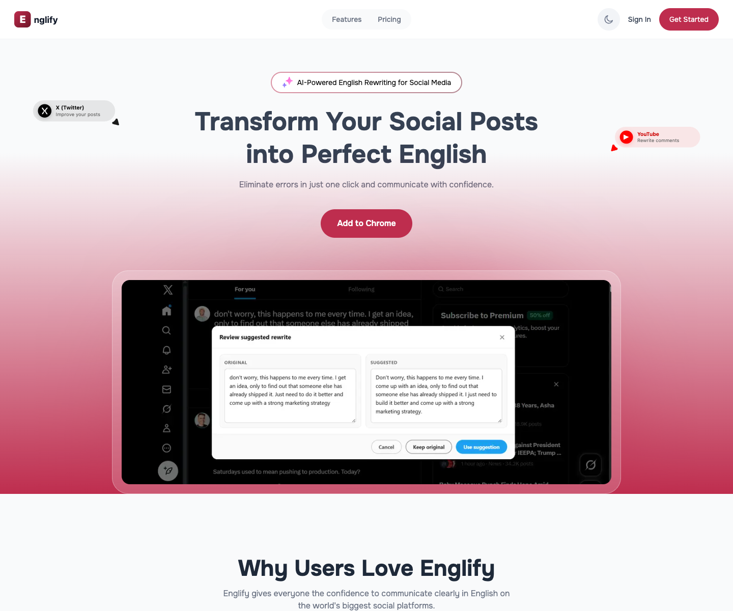 Englify landing page screenshot