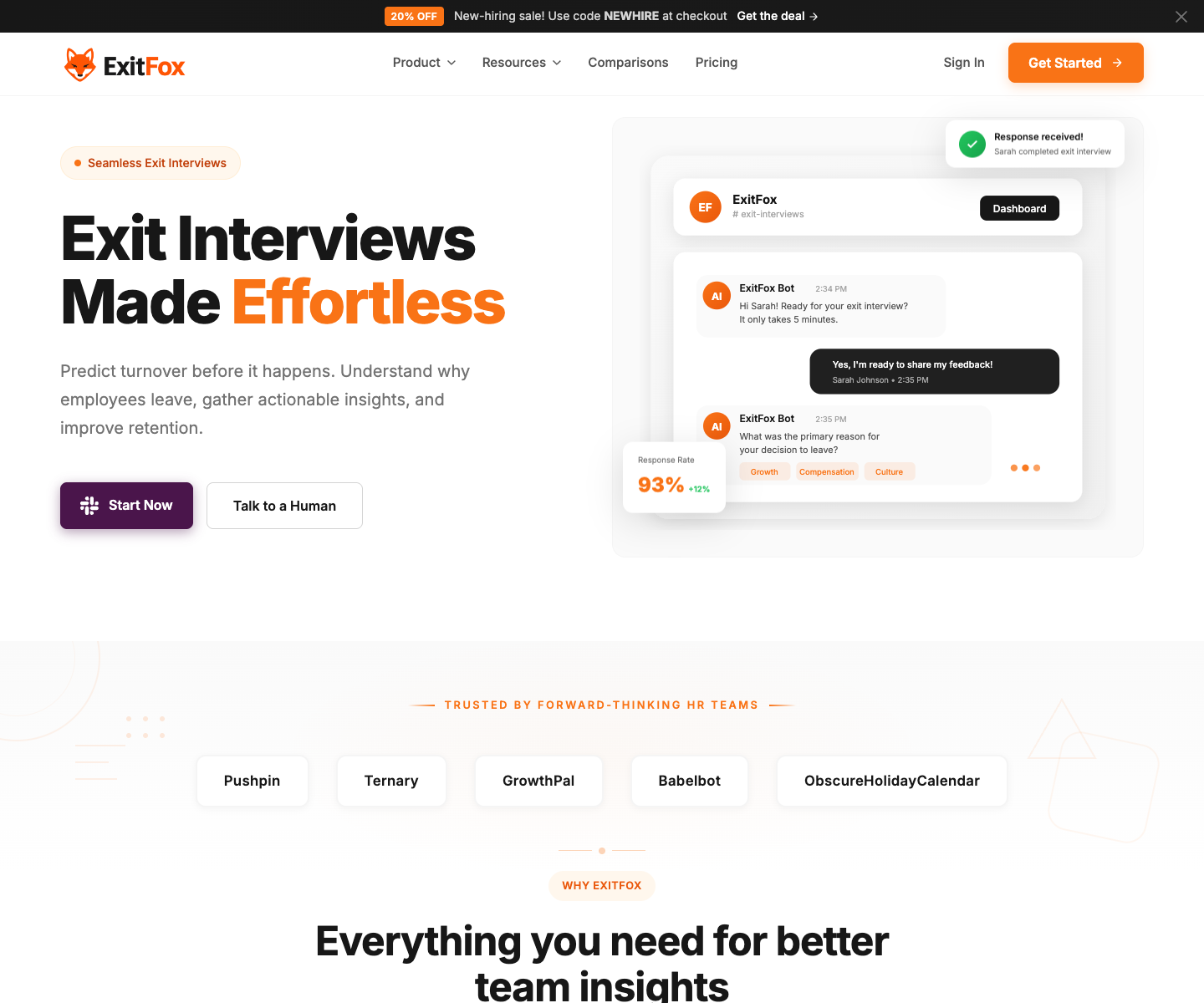 Exitfox landing page screenshot