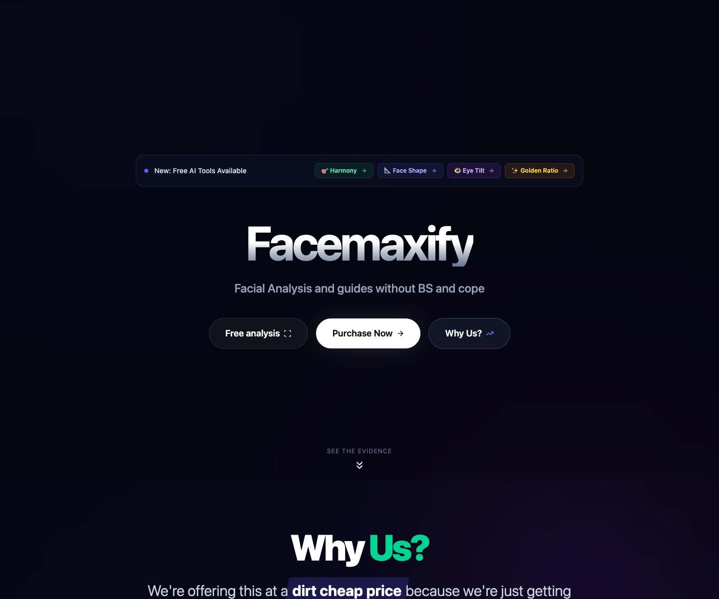 Facemaxify landing page screenshot