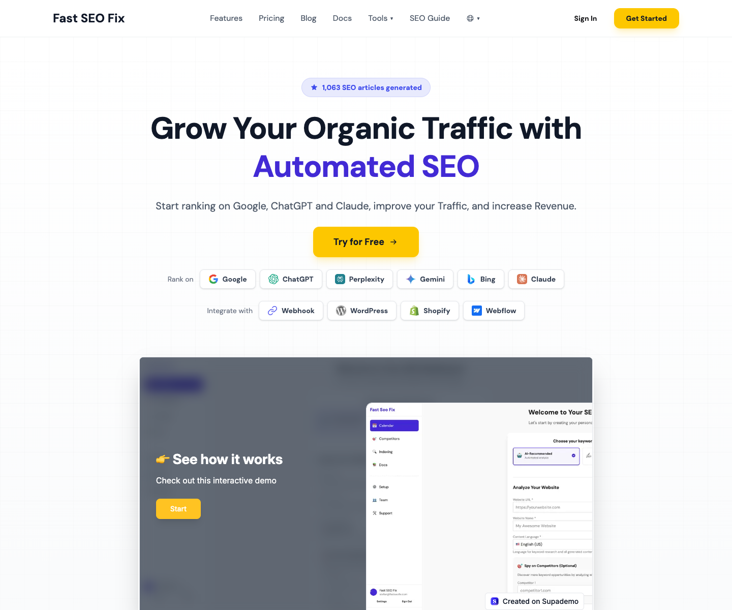 Fast SEO Fix landing page screenshot