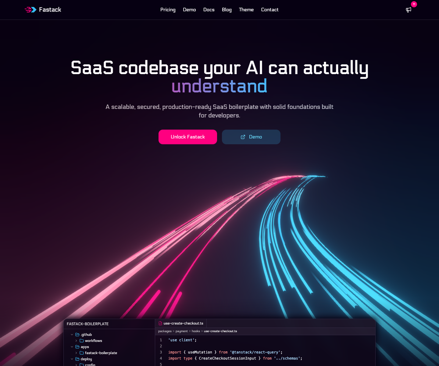 FASTACK landing page screenshot