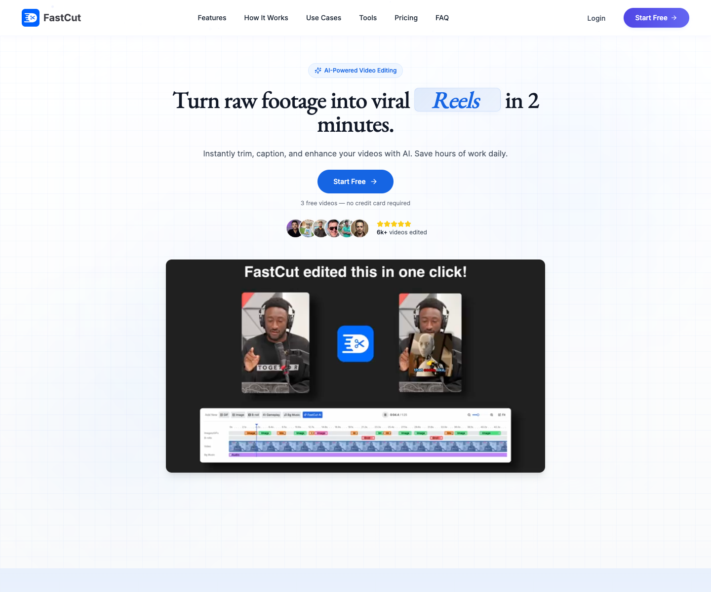 FastCut landing page screenshot
