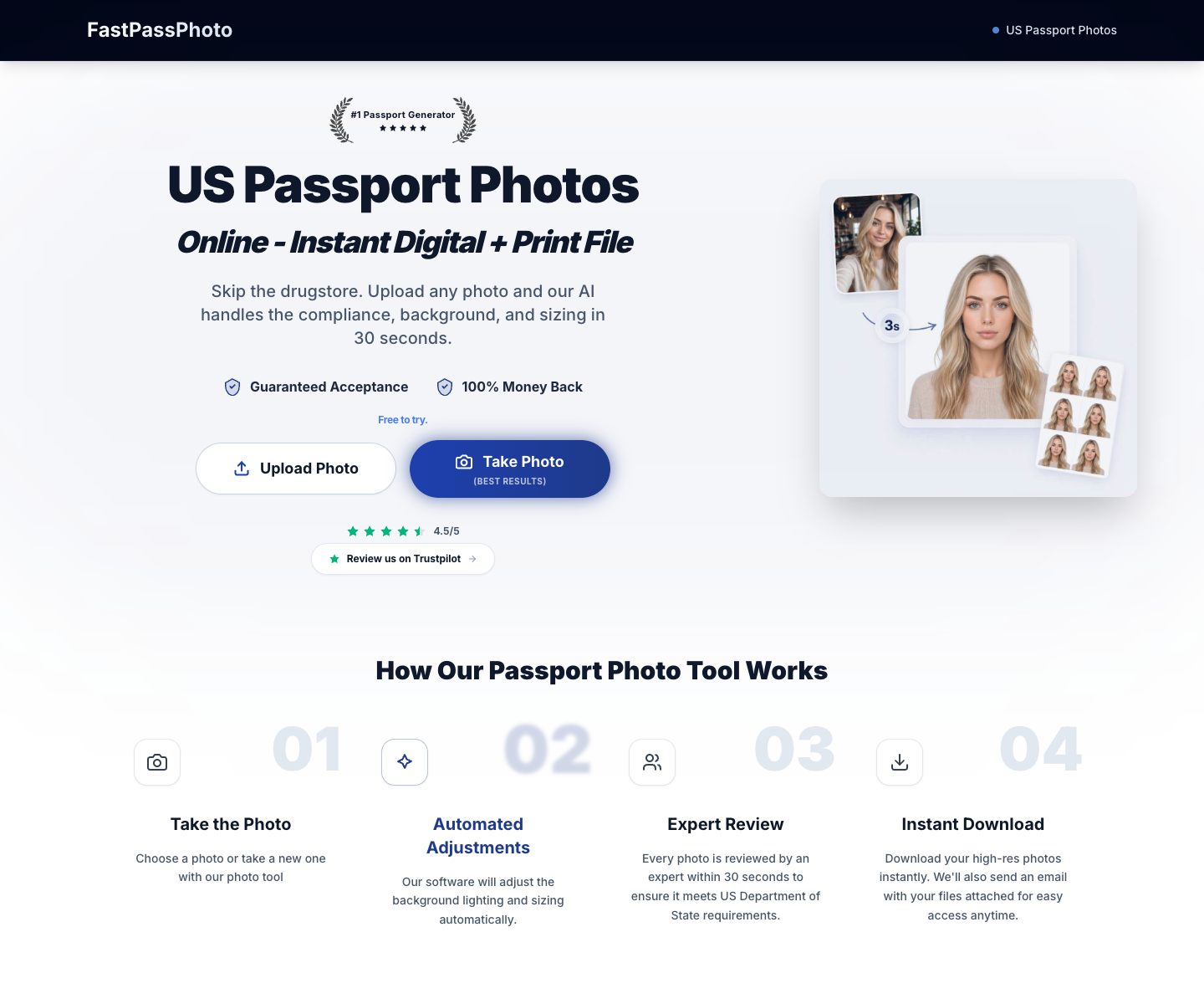 FastPassPhoto landing page screenshot