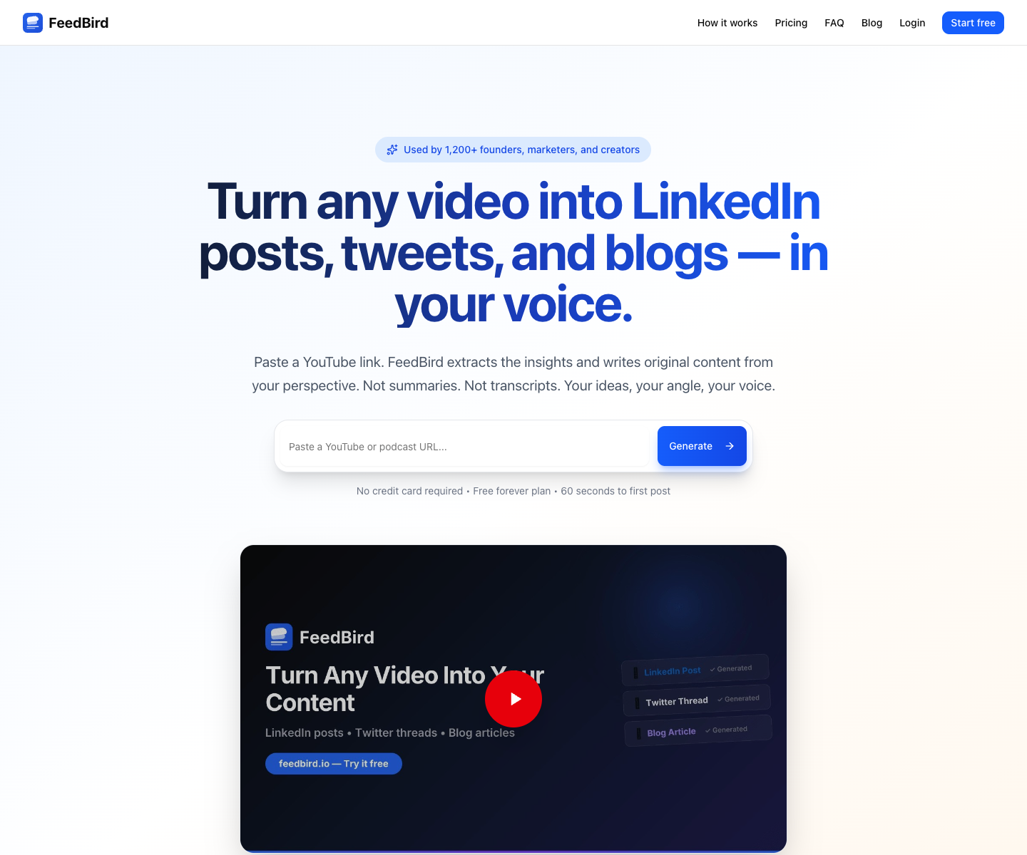 Feedbird, Inc. landing page screenshot