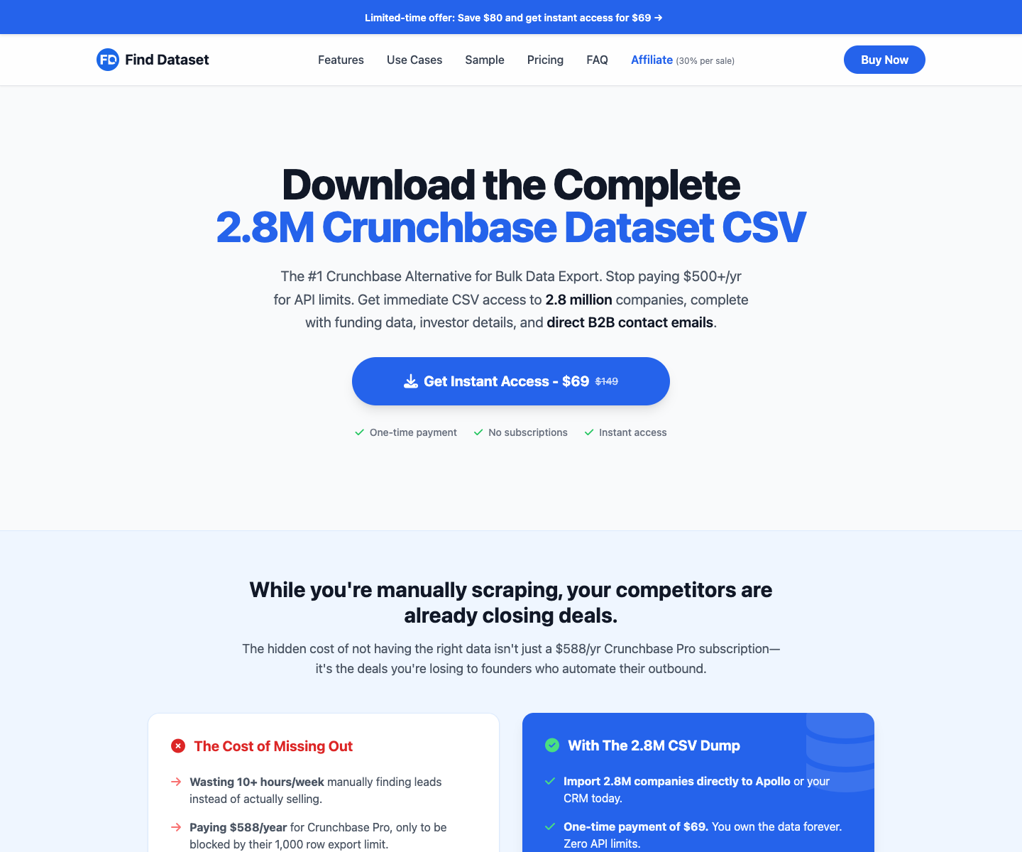 FindDataSet landing page screenshot