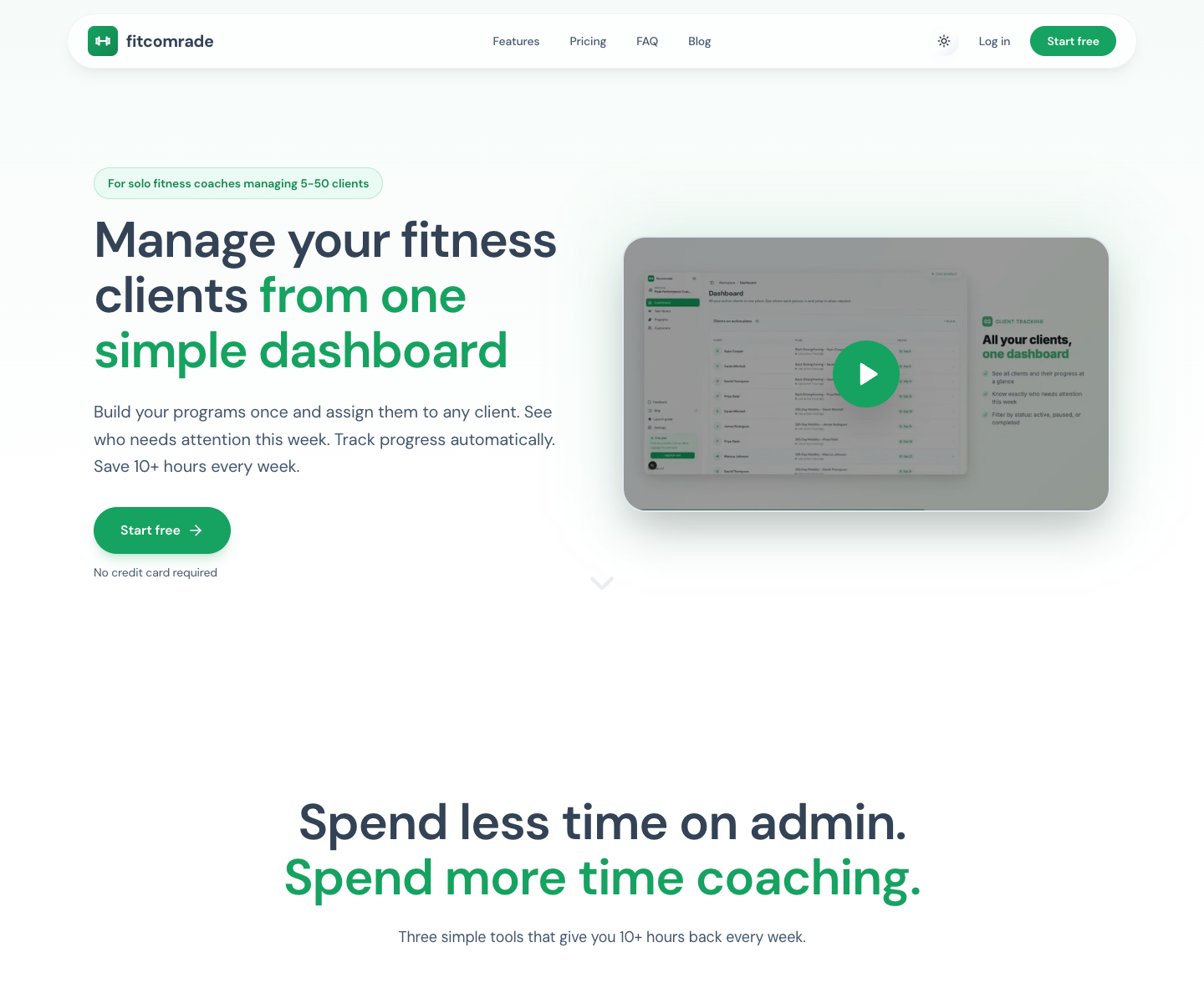 fitcomrade landing page screenshot