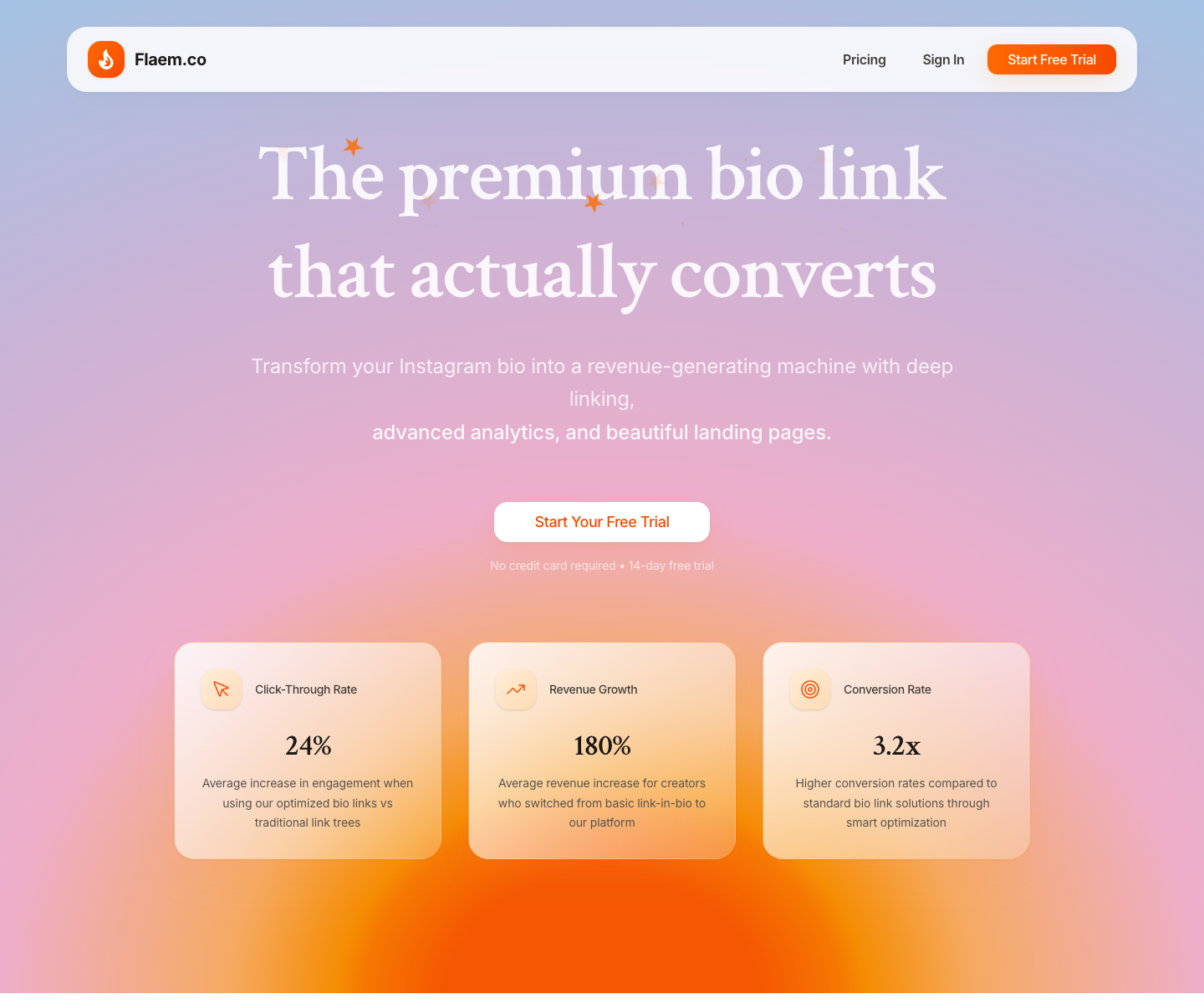 Flaem landing page screenshot