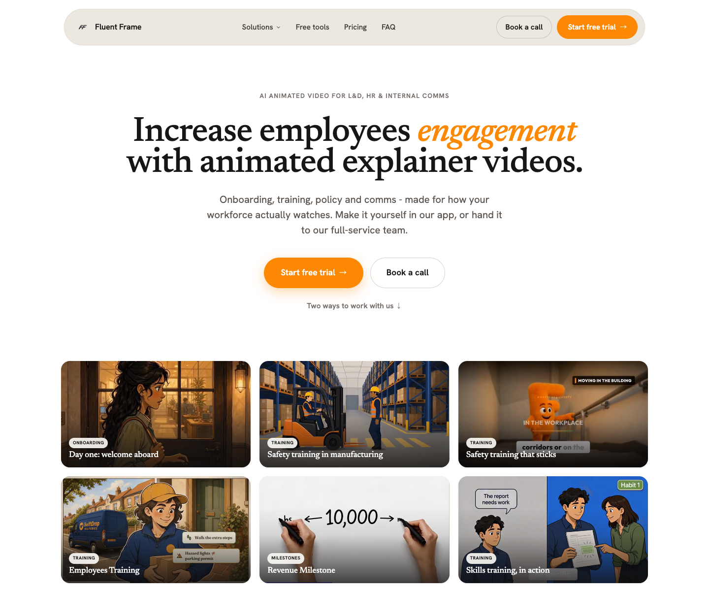 Fleunt Frame landing page screenshot
