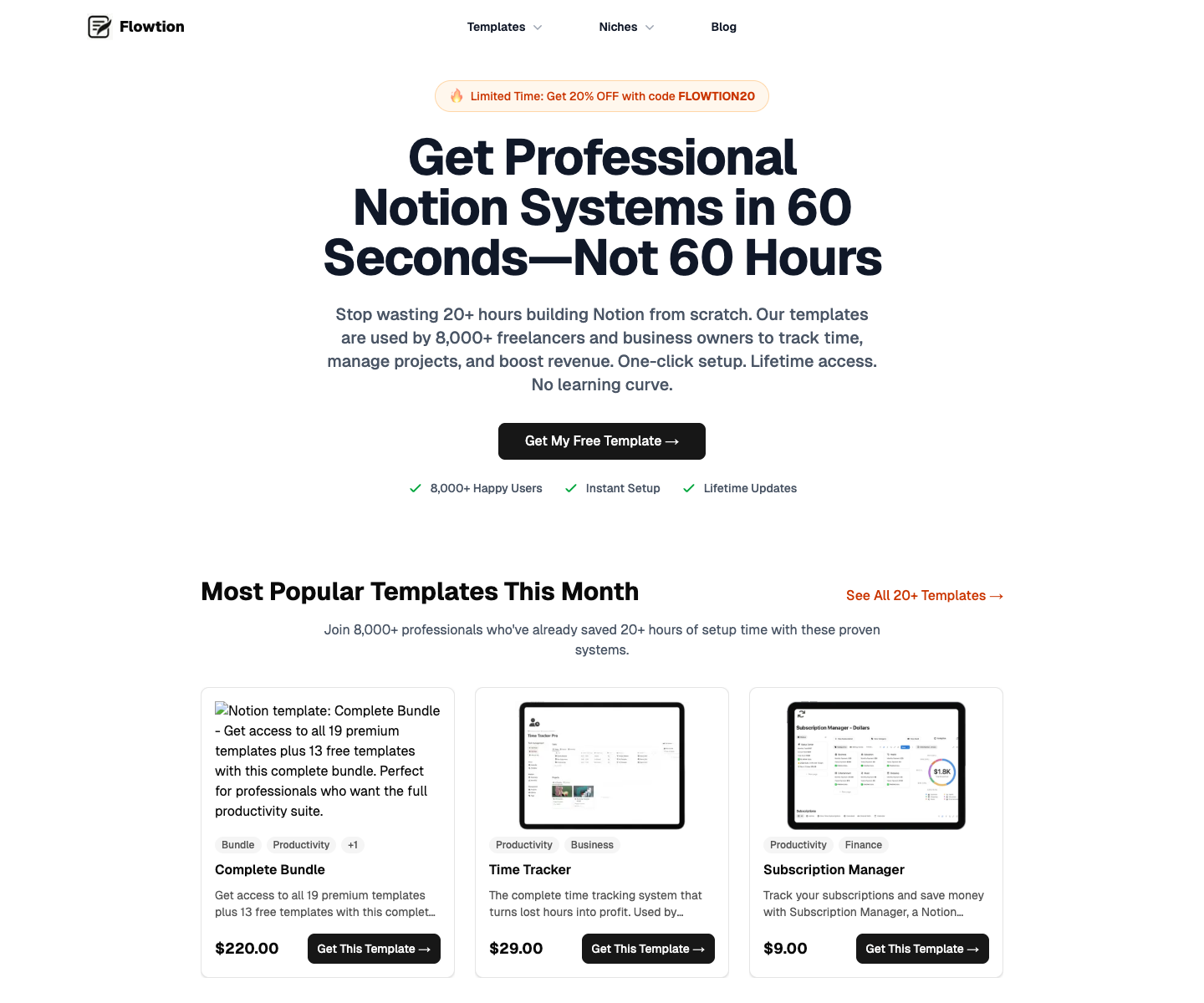 Flowtion landing page screenshot
