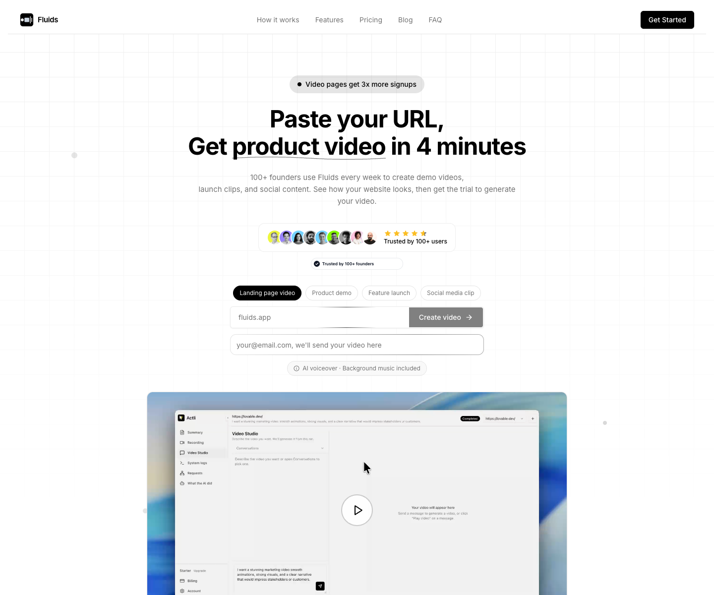 Fluids landing page screenshot