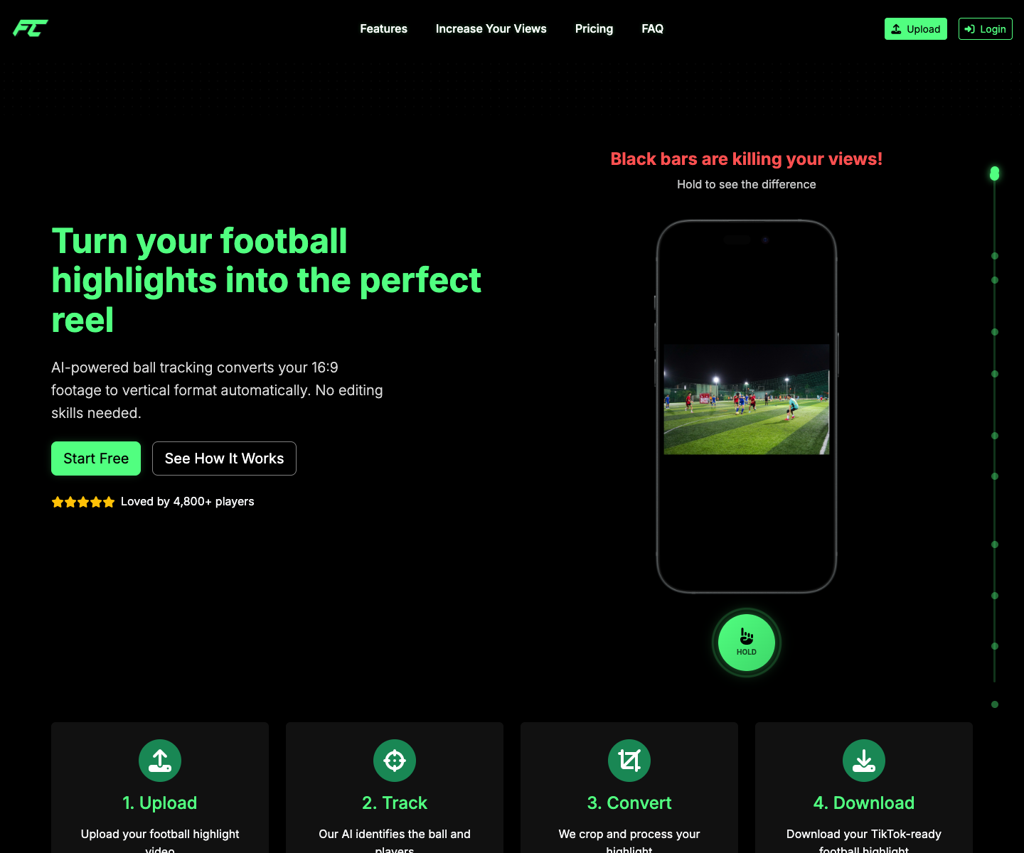 Footballclipper landing page screenshot