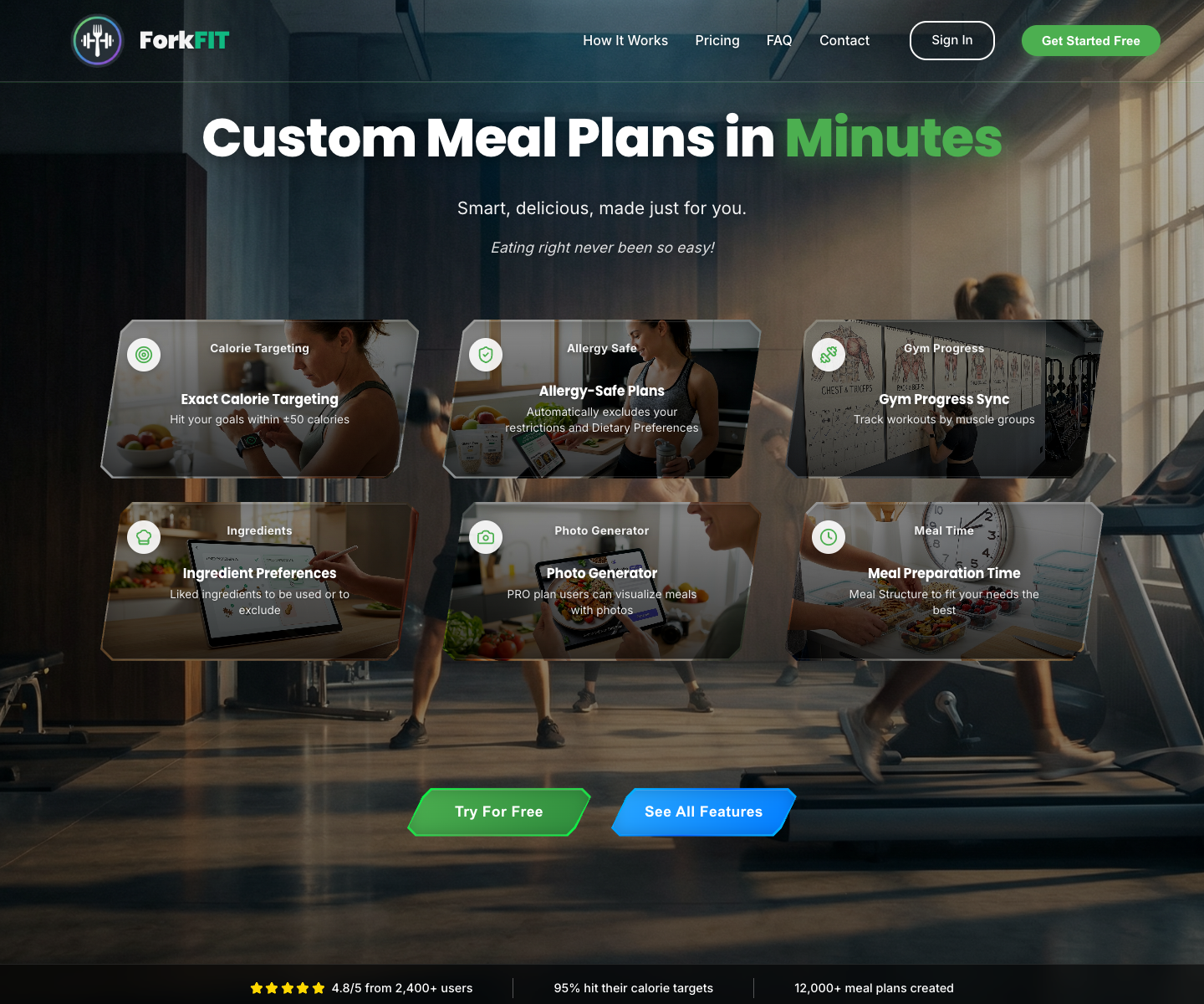 ForkFIT landing page screenshot