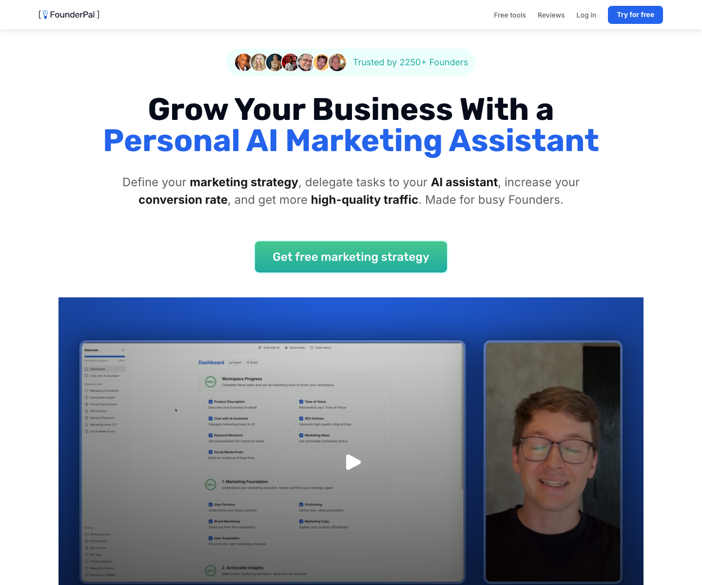 FounderPal landing page screenshot