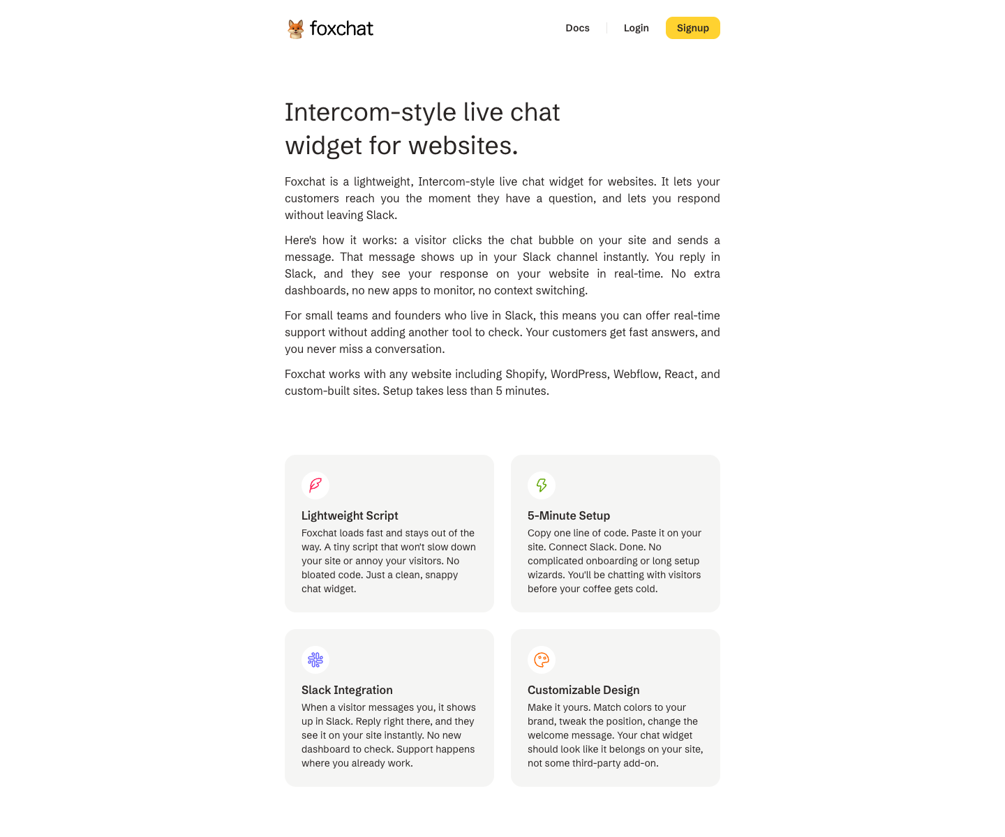Foxchat landing page screenshot