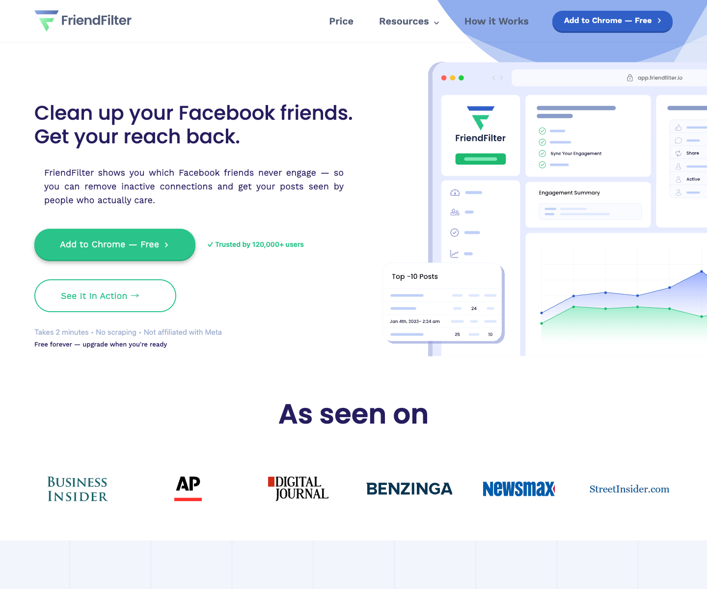 FriendFilter + GroupFilter landing page screenshot
