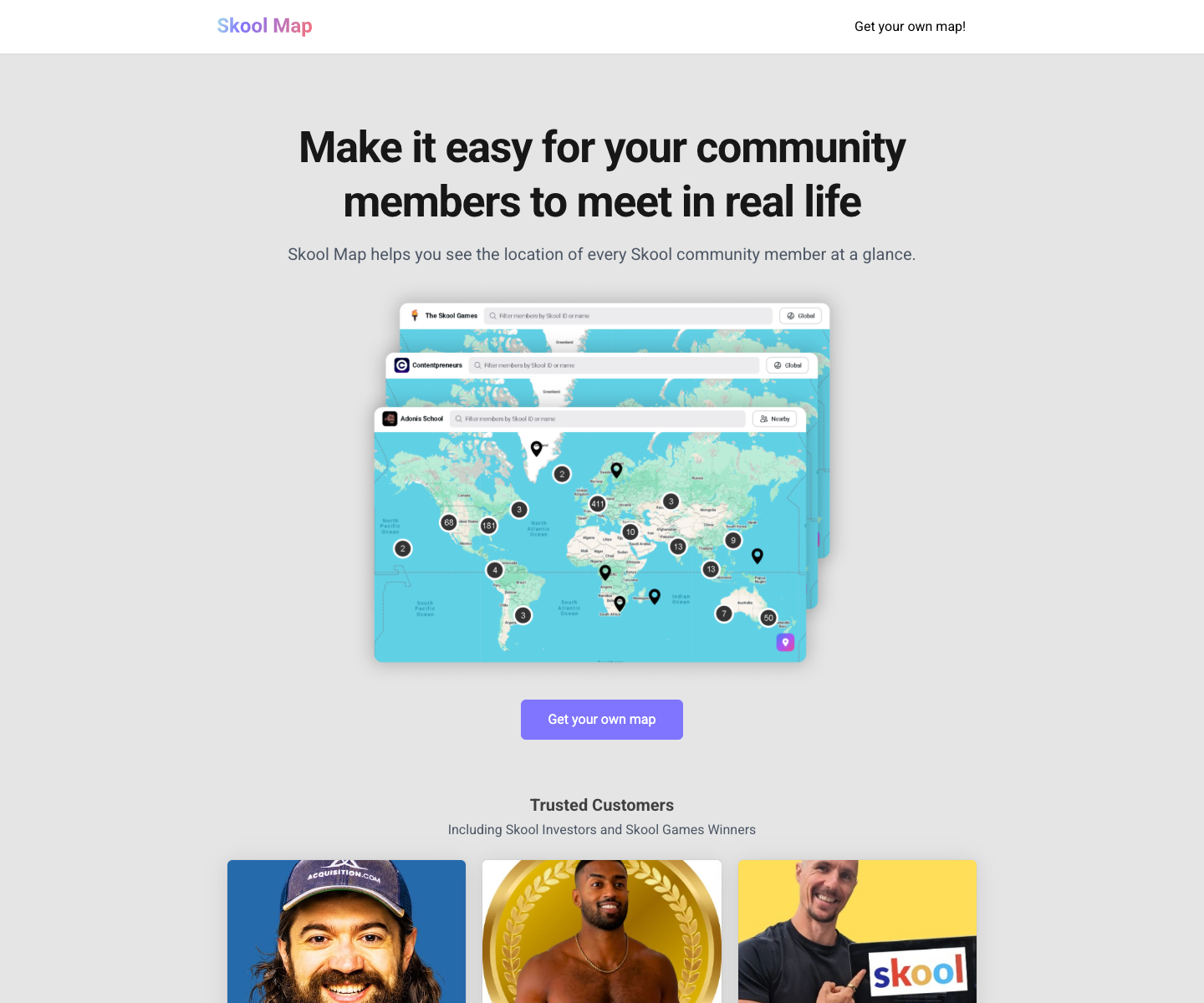 Friends Map landing page screenshot