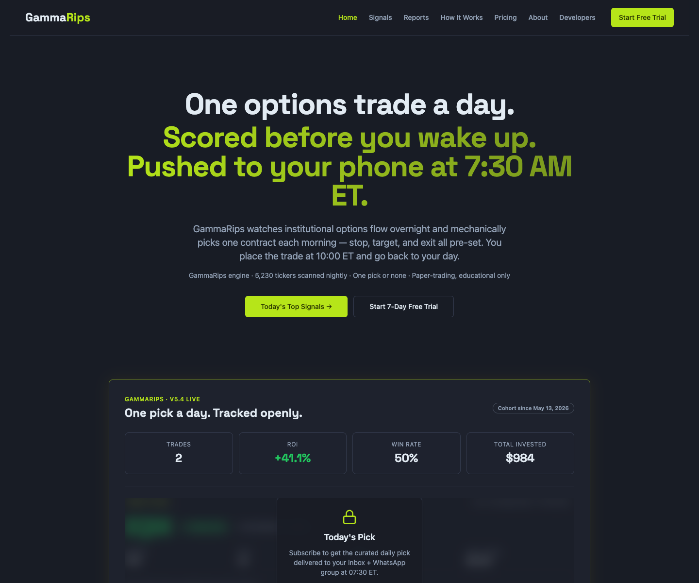 GammaRips landing page screenshot