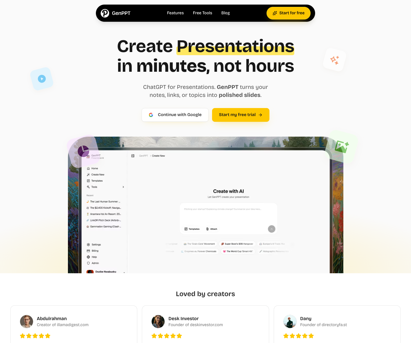 GenPPT landing page screenshot
