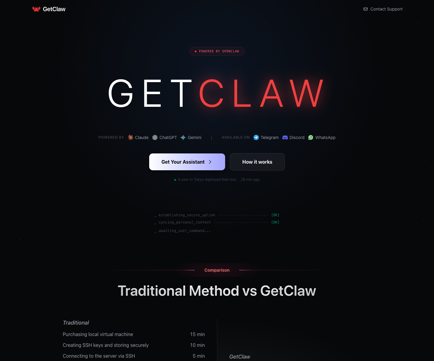 getclaw landing page screenshot
