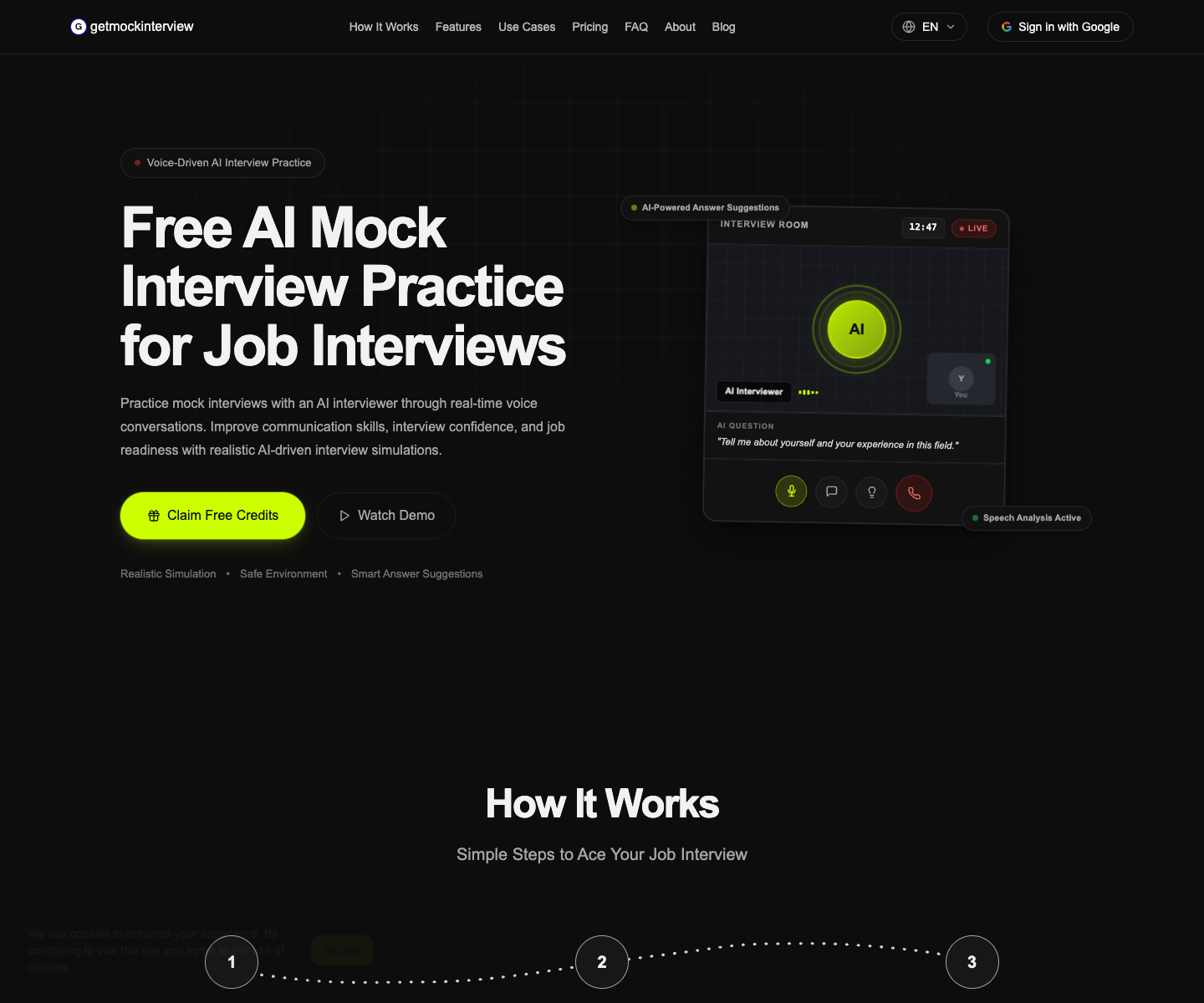 getmockinterview landing page screenshot