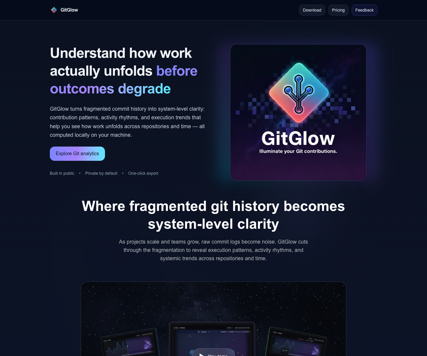 GitGlow landing page screenshot