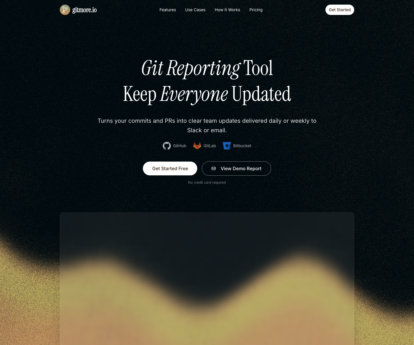 Gitmore landing page screenshot
