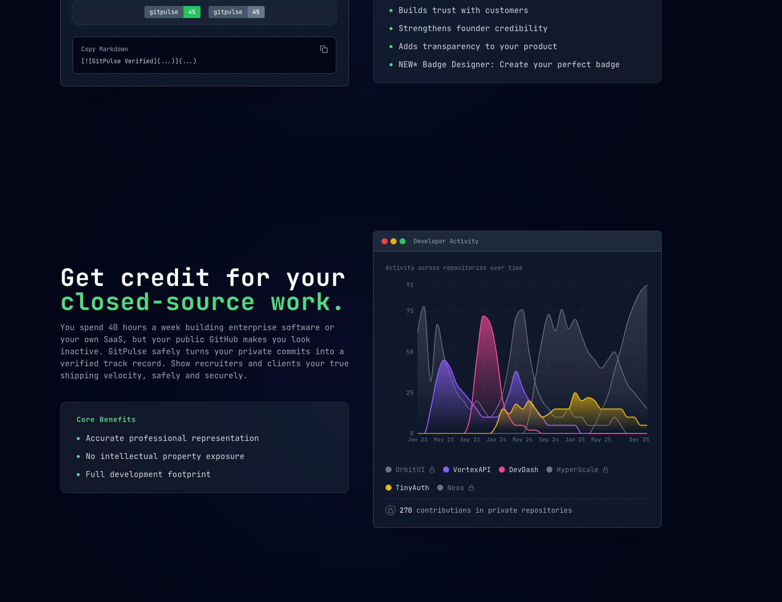 GitPulse landing page screenshot