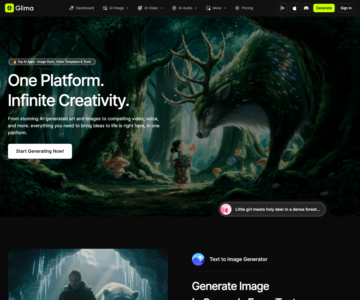 Glima landing page screenshot