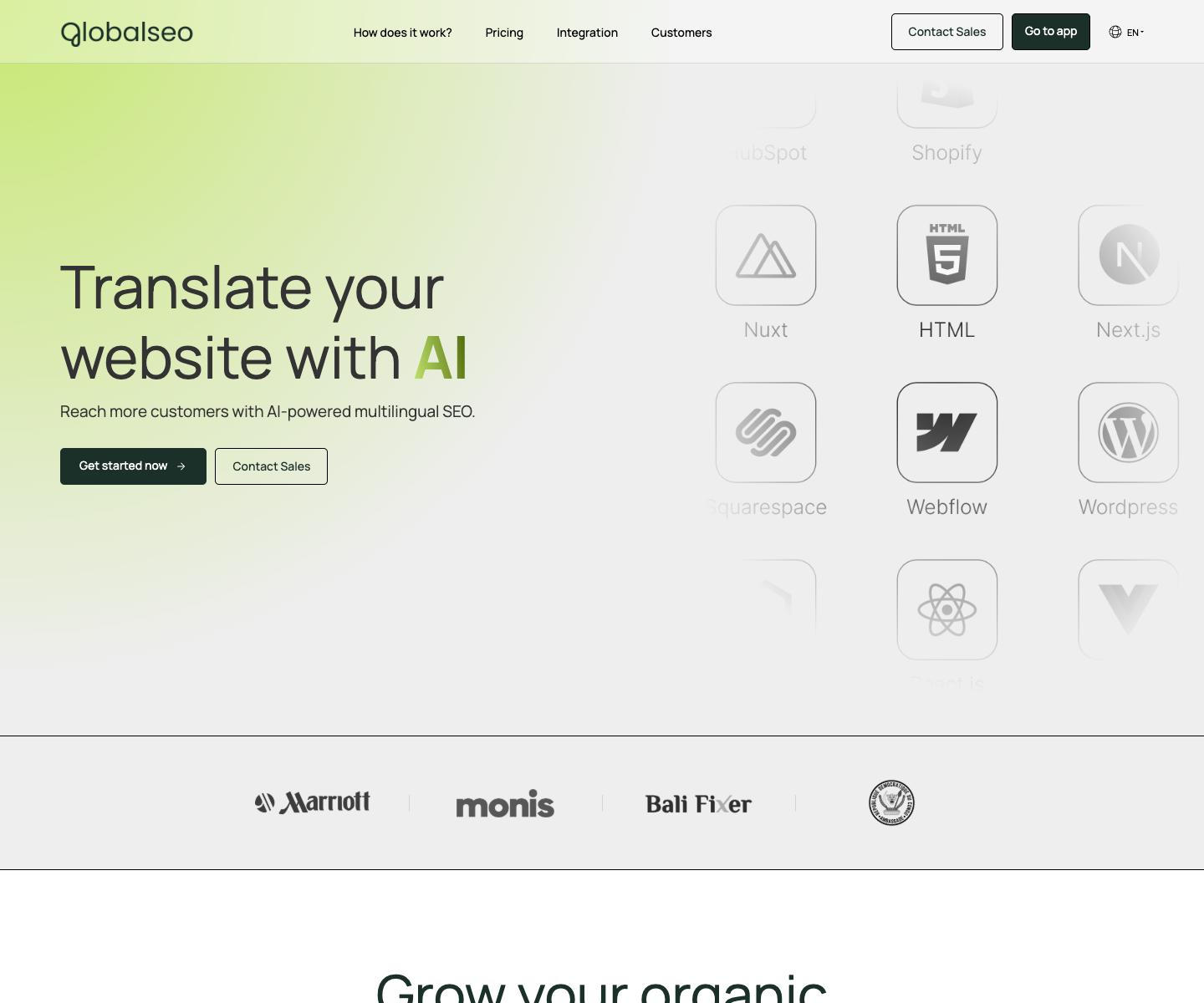 GlobalSeo landing page screenshot