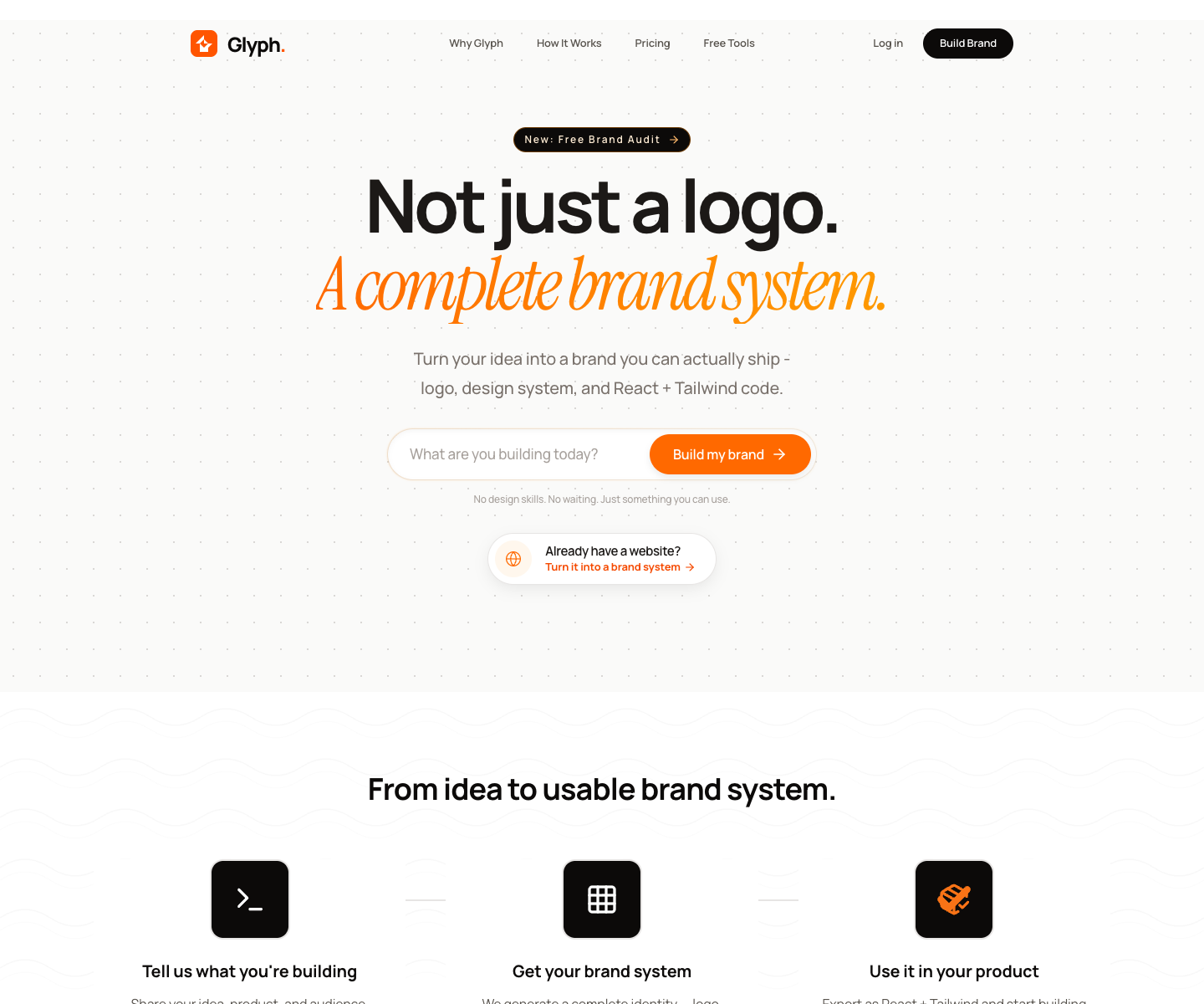 Glyph landing page screenshot