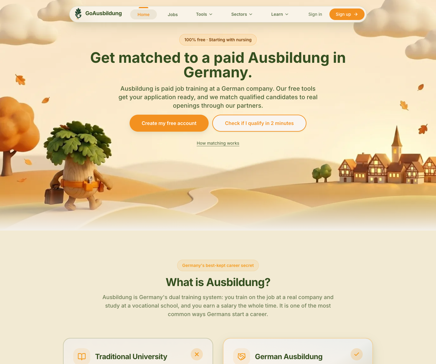 GoAusbildung landing page screenshot