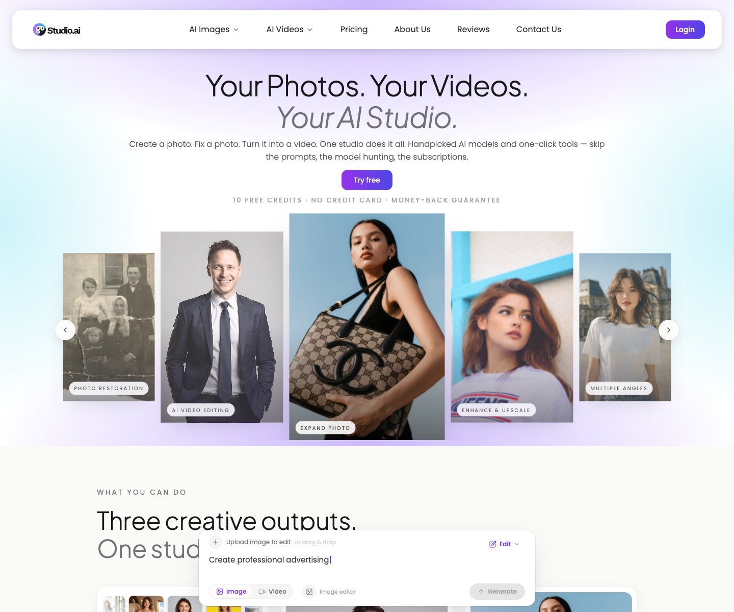 GoStudio AI landing page screenshot