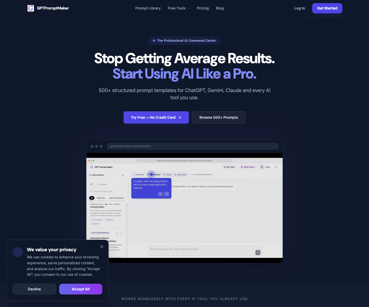 GPT PROMPT MAKER landing page screenshot