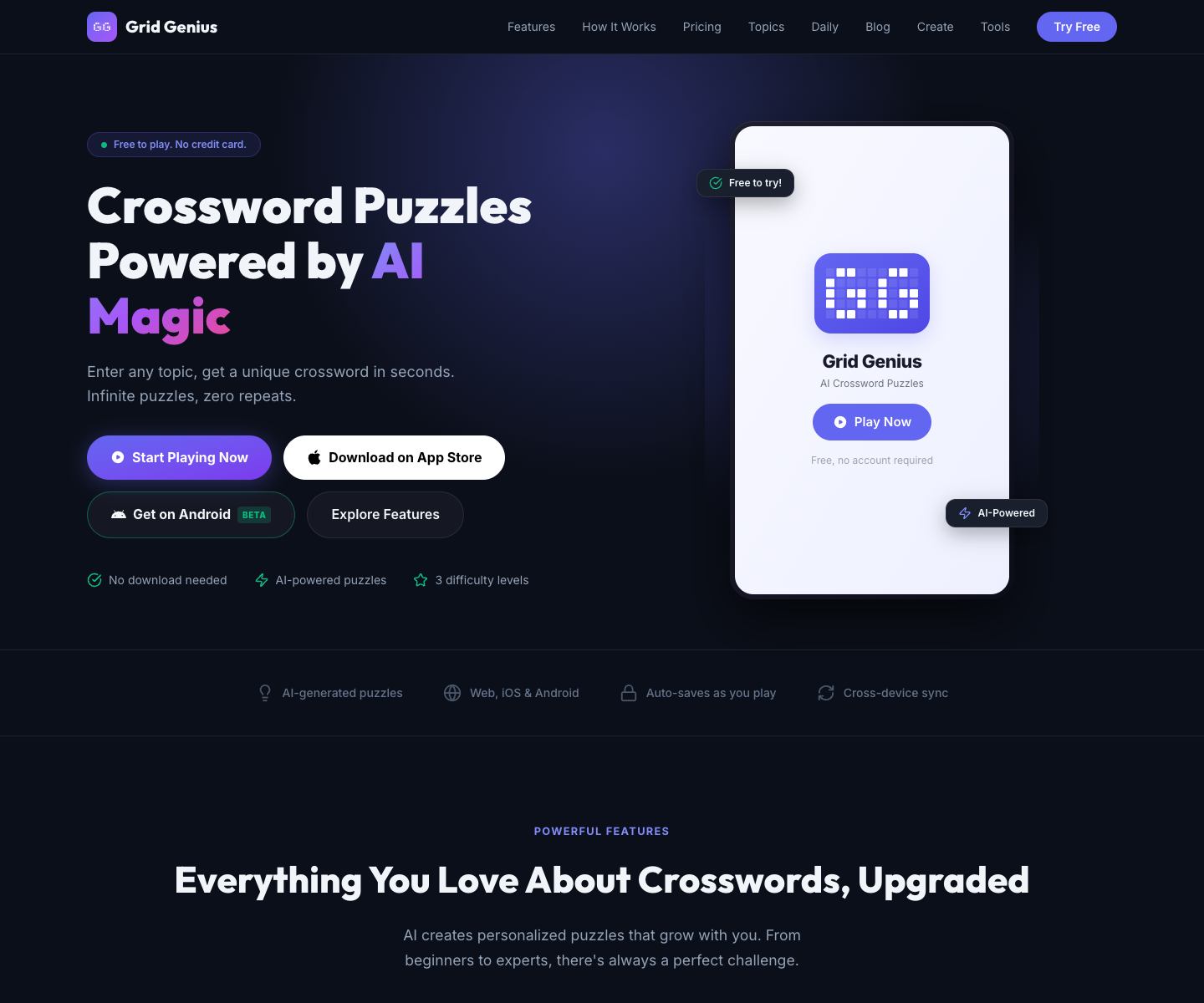 Grid Genius landing page screenshot