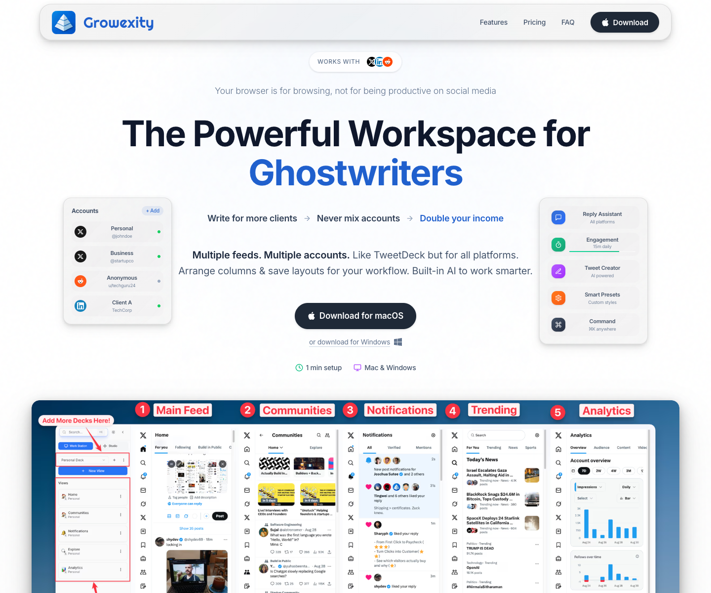 Growexity landing page screenshot