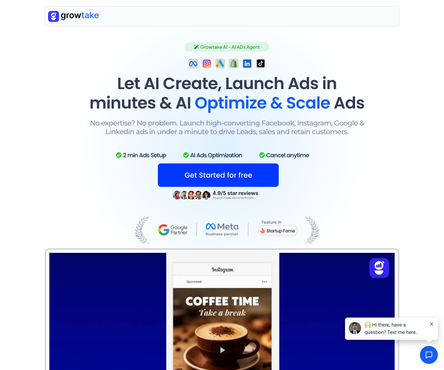 Growtake landing page screenshot