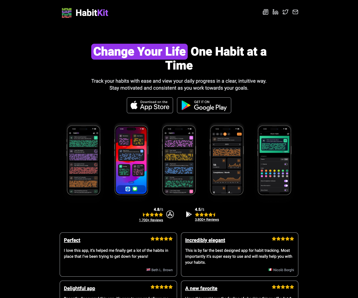 HabitKit landing page screenshot