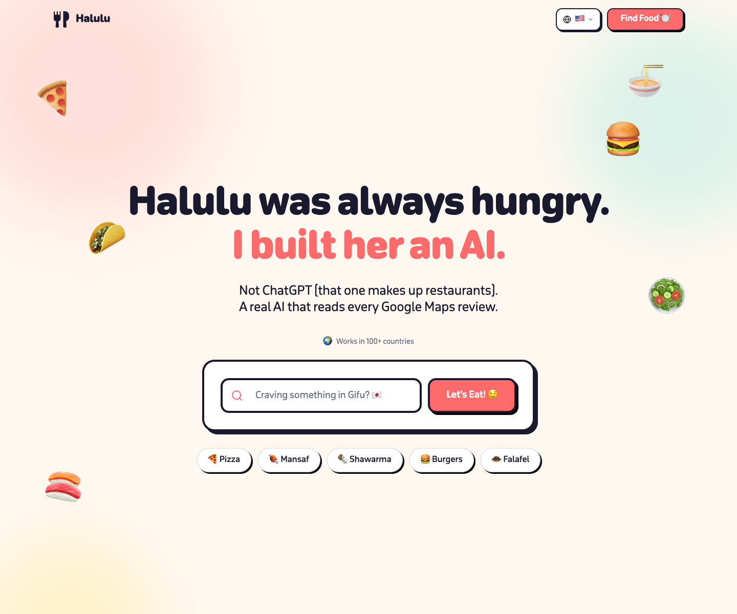 Halulu is Hungry landing page screenshot