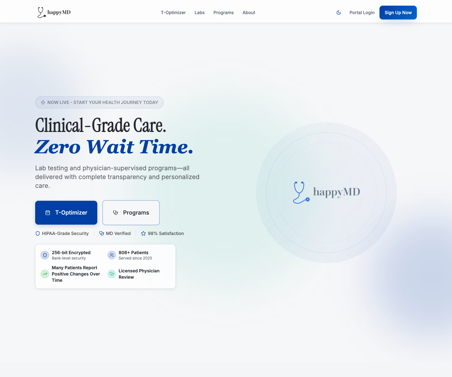 happyMD landing page screenshot