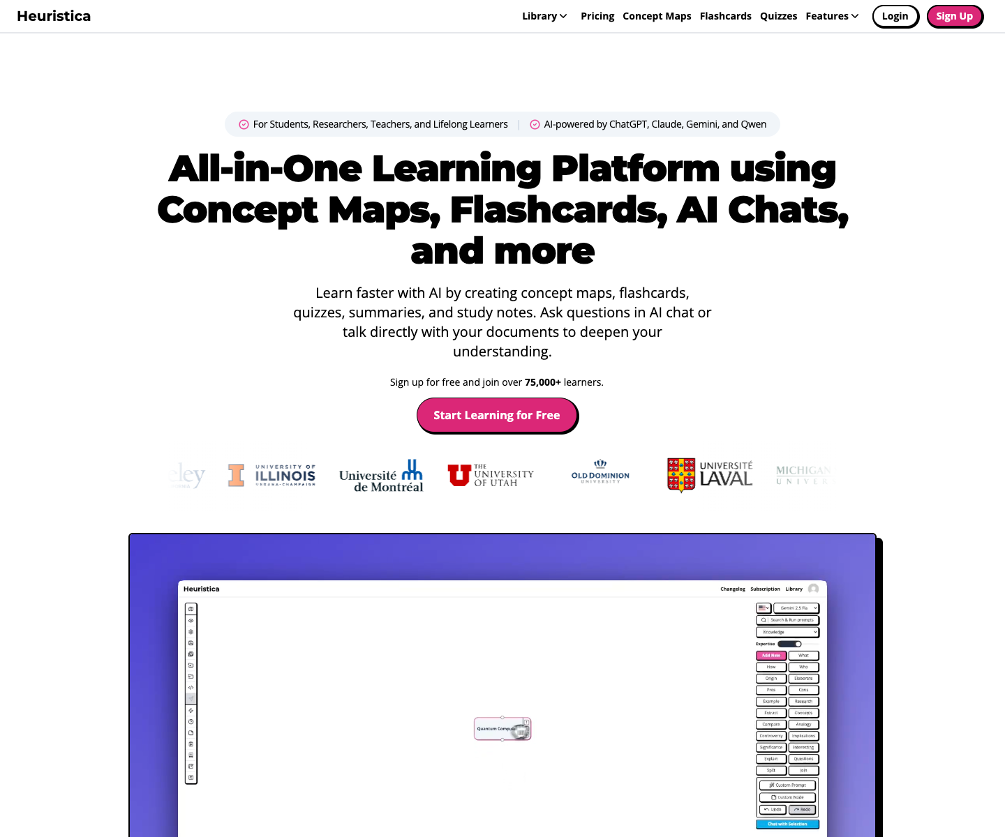 Heuristica landing page screenshot