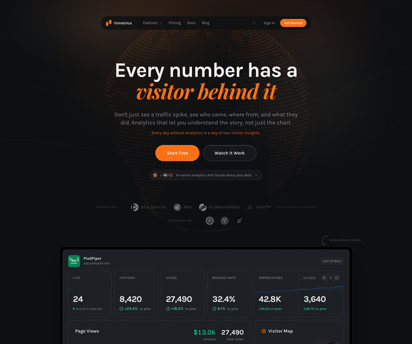Himetrica landing page screenshot